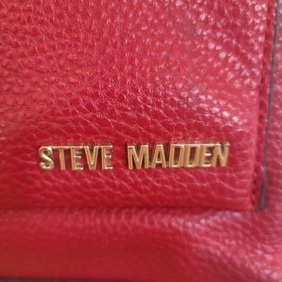 Vintage Steve Madden Red Faux Leather Handbag Shoulder Bag Crossbody Bag Purse - Picture 4 of 10